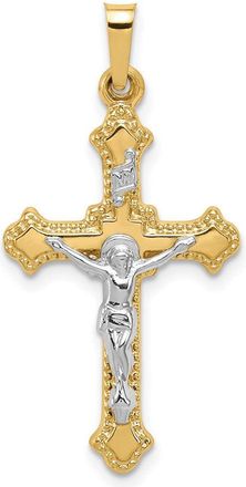 Diamond2Deal 14k Two-tone Gold Polished INRI Crucifix Pendant