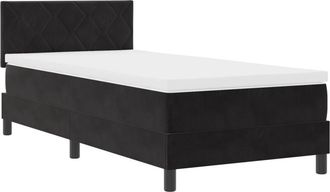 vidaXL Box Spring Bed with Headboard Black 100 x 200 cm Velvet vidaXL