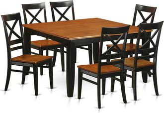 East West Furniture 7 PC Dining room set-Dining Table with 6 Wooden Dining Chairs