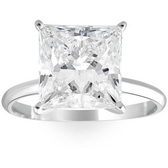 Pompeii3 Certified 5Ct Princess Cut Diamond 14k White Gold Engagement Ring Lab Grown