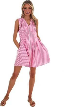 Entro Feeling Fabulous Gingham Mini Dress In Pink