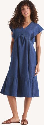 Nautica Womens V-Neck Midi Dress