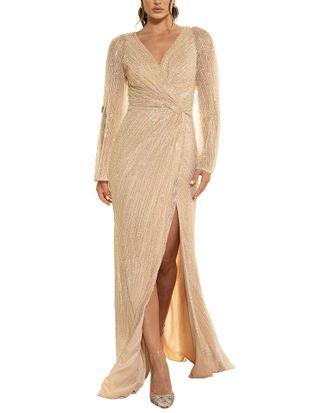 Terani Couture Beaded Solid Maxi Dress