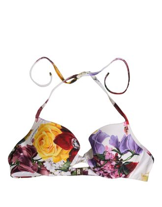Dolce & Gabbana Floral Print Balconette Bikini Top - White