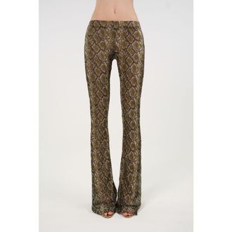 Nocturne Snake Print Low Rise Flare Trousers in Multi-Colored at Nordstrom, Size X-Small