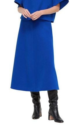 Lafayette 148 New York Double Face Wool & Cashmere Flare Skirt in Galaxy Blue at Nordstrom, Size 18