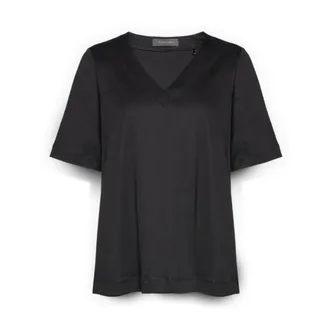 Elena Miro Tops, Dames, Zwart, M, Katoen, V-neck Katoenen T-shirt
