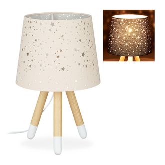 Relaxdays L&aacute;mpara De Mesa Infantil, Para Ni&ntilde;os & Ni&ntilde;as, E14, Redonda, 40 Cm, Estrellas, Rosa - Relaxdays