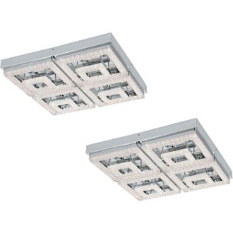 Loops 2 PACK Wall Flush Ceiling Light Chrome Shade Chrome Clear Plastic Crystal LED