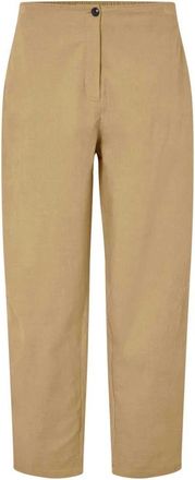 Masai Broeken, Dames, Beige, M, Katoen, Travertine Broek met Elastische Tailleband