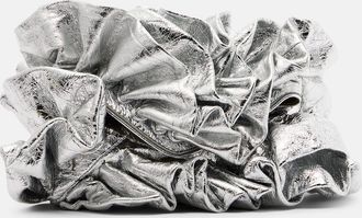 Dries Van Noten Clutch in pelle metallizzata con volant