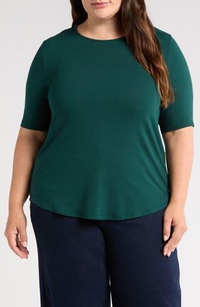 Universal Standard Lily Liquid Jersey Crewneck Top in Forest Green at Nordstrom, Size 4Xl