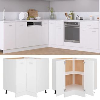 Berkfield Home Corner Bottom Cabinet White 75.5x75.5x80.5 cm Engineered Wood