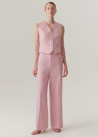 Exquise Nevaeh Fit Linen Trousers in Pink at Nordstrom, Size X-Large