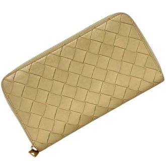 Bottega Veneta Pre-owned Vintage Lange Portemonnee - Dames - Pre-owned - Beige - Maat: ONE Size Leer