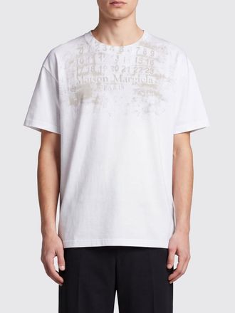Maison Margiela T-shirt in cotone con logo numerico e spalle cadute