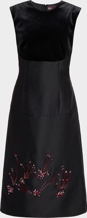 Bibhu Mohapatra Mixed-Media Crystal Embroidered Silk Gazar Midi Dress