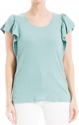 Max Studio Flutter Sleeve Crinkle Jersey Top