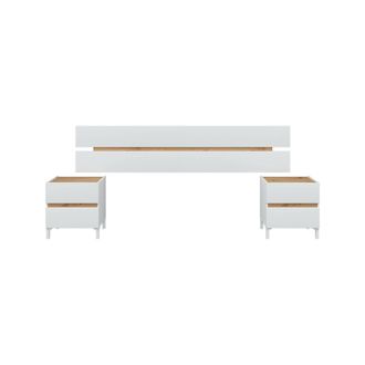 Dmora Cabecero De Cama Nesika, Atr&aacute;s, Cabecero De Dormitorio, Reposacabezas, 216x3 H47 Cm, Blanco Y Roble Nodoso - Dmora