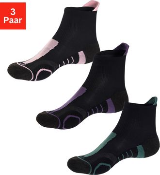Active By Lascana Wandersocken LASCANA ACTIVE, Damen, Gr. 35-38, bunt (1x schwarz, lila, 1x schwarz, rosa, 1x schwarz, gr&uuml;n), Materialmix, gemustert, elastisch, Socken 