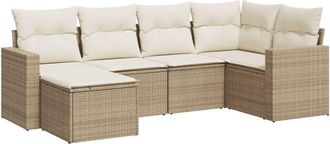 vidaXL Vidaxl - Juego De Sof&aacute;s Jard&iacute;n Con Cojines 6 Pzas Rat&aacute;n Sint&eacute;tico Beige