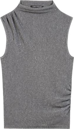 Luisa Cerano Glanzende coltrui top - Dames - Tops zonder mouwen - Grijs - XL - Polyester - Tops