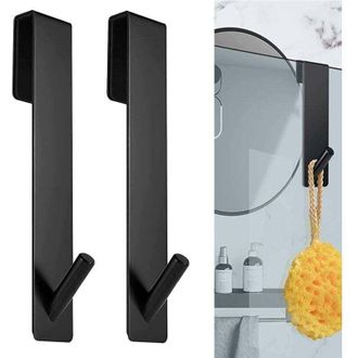 OEM Juego De 2 Ganchos Para Puertas De Ducha - Ganchos Para Toallas Sin Taladrar - Ganchos Para Puertas De Ducha De Cristal Sin Marco (18 Cm) - Crezuo