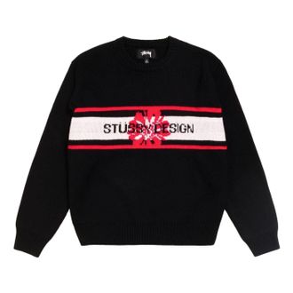 St&uuml;ssy Striped Hibiscus Sweater Black 117305-BLAC