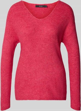 Vero Moda Regular Fit Pullover mit V-Ausschnitt Modell CREWLEFILE in Neon Pink, Gr&ouml;&szlig;e XL