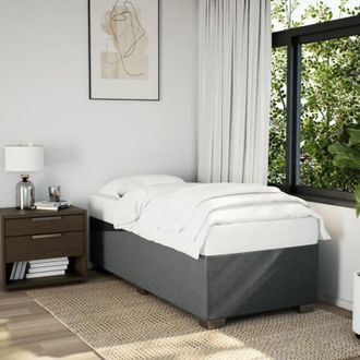 vidaXL Cama Box Spring Con Colch&oacute;n Tela Gris Oscuro 90x190 Cm Vidaxl