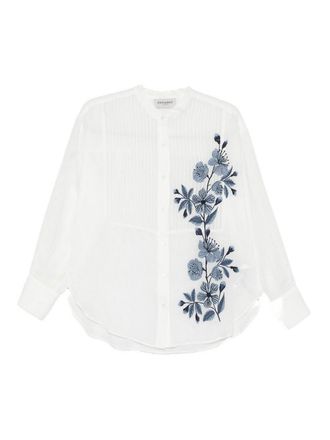 Ermanno Scervino Shirt In White Cotton With Blue Inserts