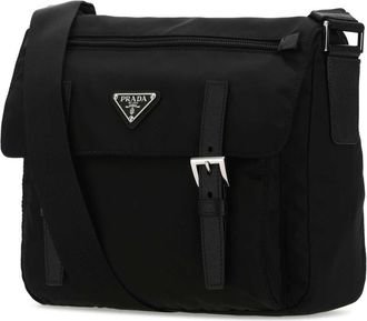 Prada Womens Re-Nylon Crossbody Bag Black Poliammidericiclata Calfskin