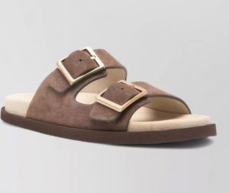 Brunello Cucinelli leather sandals flat sole open toe
