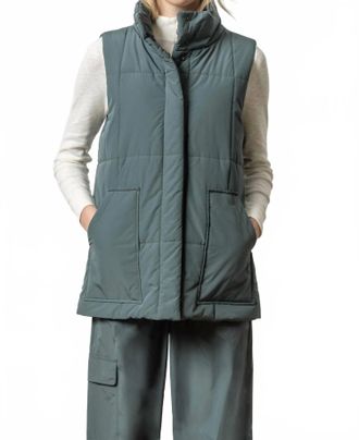 Lilla P Nylon Long Vest In Mineral
