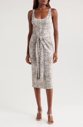 Good American Slinky Ruched Sleeveless Jersey Midi Dress in Ssp Print001 at Nordstrom Rack, Size Small