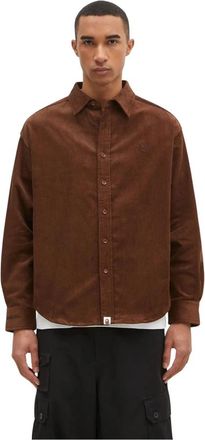 A Bathing Ape One Point Corduroy Longsleeve Shirt - Heren - Casual Overhemden - Bruin - L - Katoen - Overhemden