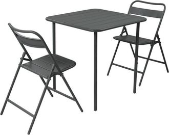 Sweeek Metal garden table + 2 chairs, anthracite - Amelia