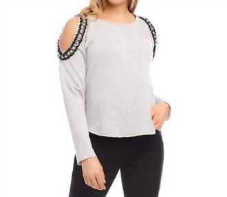 Karen Kane Lyra Embellished Sweatshirt In Light Heather Gray