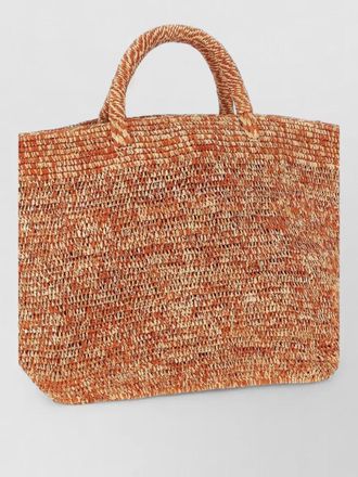 Ibeliv vanilla woven texture tote bag top handles