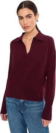 Splendid Tori Cashmere Polo Sweater Womens Sweater Rosewood : XL (Womens 14-16)