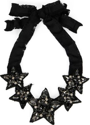 Red Valentino Necklaces, female, Black, Size: ONE SIZE Star-Embellished Ribbon Necklace