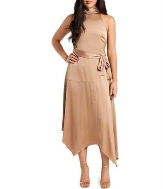 Vince Camuto Formal Long Asymmetrical Dress In Latte