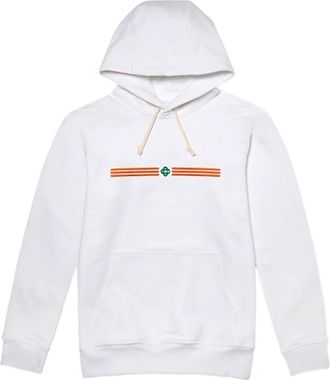 Casablanca Mens Stripe Logo Embroidered Hoodie In White/ Stripe Logo (Org/grn)