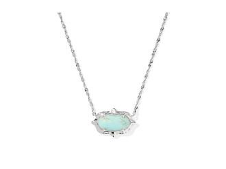 Kendra Scott Elisa Scallop Frame Short Pendant Womens Necklace Womens Necklace Silver Sea Green Chrysocolla, 14K Gold/Brass/Rhodium-Plated