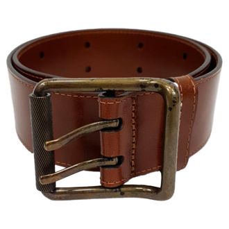 Burberry Burberry Dubbelgatenriem in Bruin Leer
