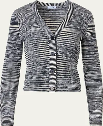Akris Space Dye Ribbed Merino Cardigan