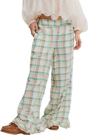 Free People Hour Glass Plaid Wide Leg Pants in Ivory Combo at Nordstrom, Size X-Small