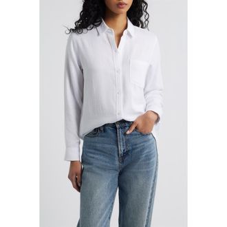 Rails Freeman Cotton Button-Up Shirt in White at Nordstrom, Size X-Small