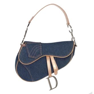 Dior Vintage Saddle Bag Denim Blue Denim_Jeans Handbag (Pre-Owned)