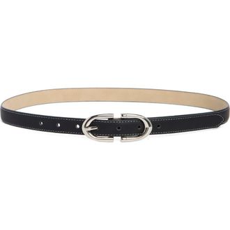 Vince Camuto Stitch Edge Skinny Belt in Black Silver at Nordstrom Rack, Size X-Large